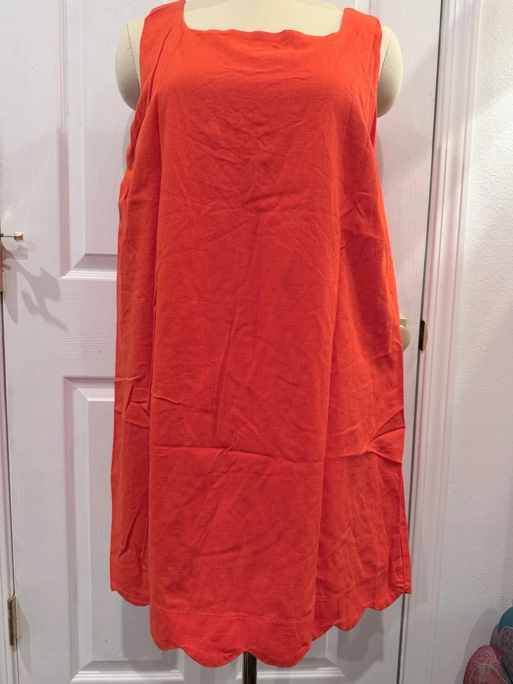 Kate Spade x Target Bright Orange Sleeveless Scallop-Hem Mini Dress - L